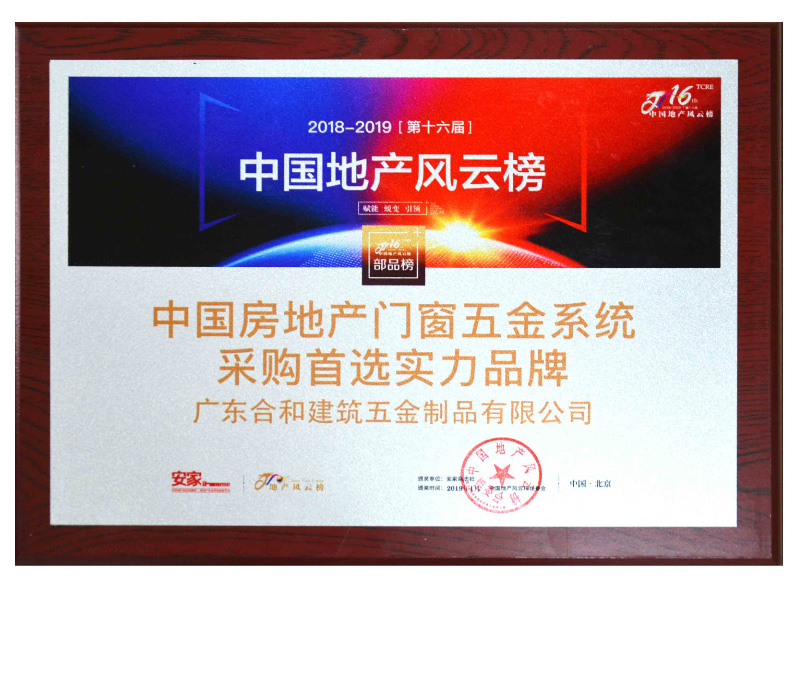 中國房地產門窗五金系統采購首選品牌